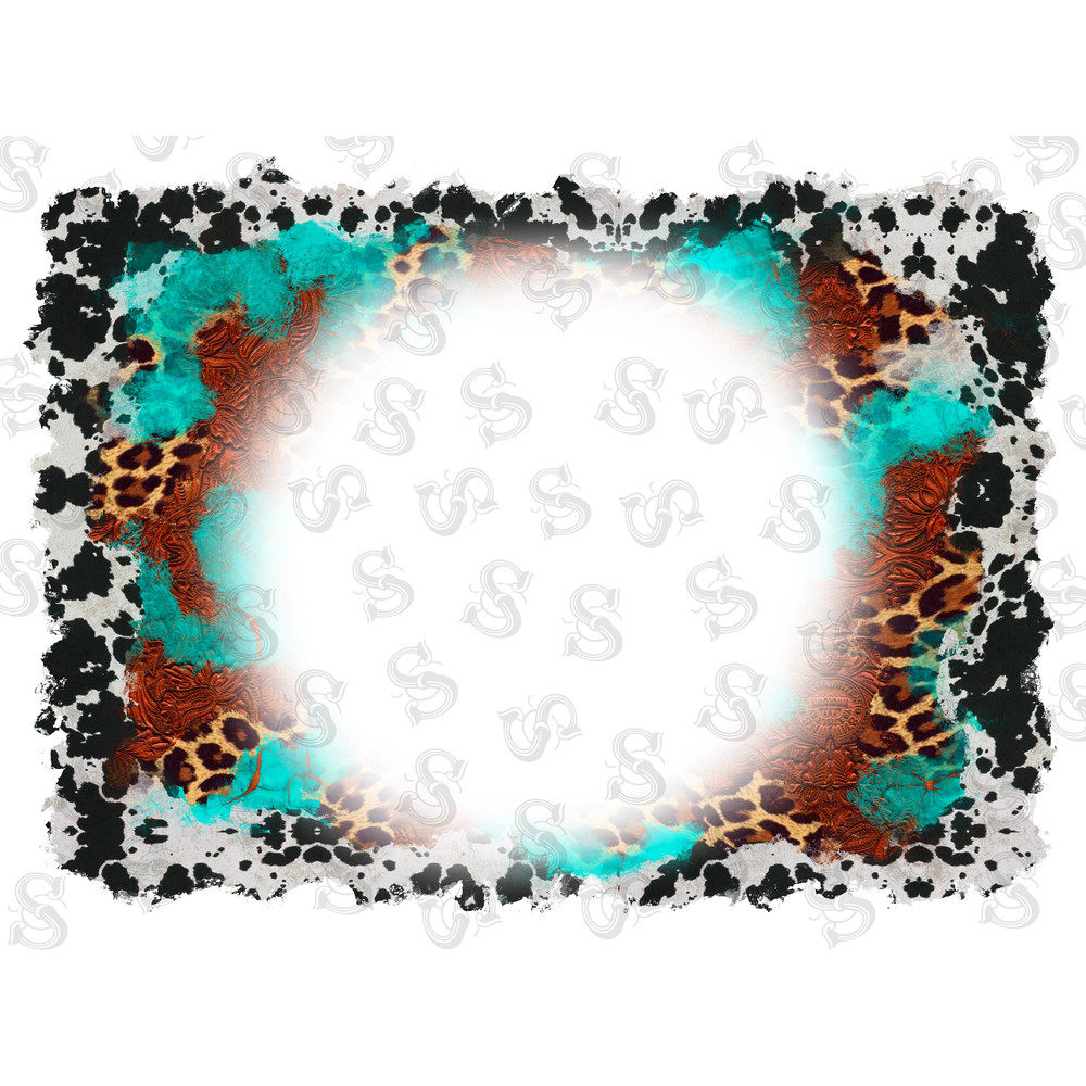 Cowhide Turquoise Glitter Leopard Western Background Png, Distressed Western Background Png, Background Sublimation, Instant Download - 1.jpg