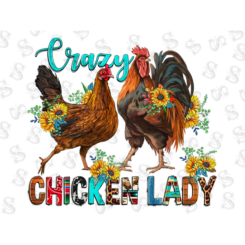 Crazy Lady Chicken Png, Chicken with bandana png files, clipart Farm animal, Craziest Chick Download, Vector, Printable Png, Rooster Png - 1.jpg