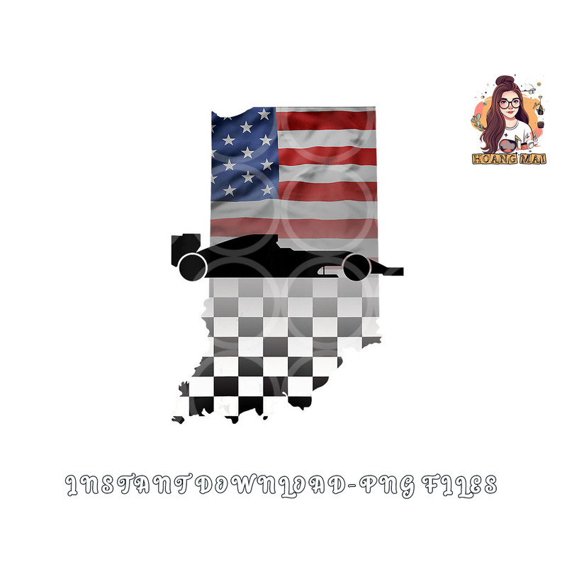 Womens Indiana American Flag to Checkered Flag Graphic V-Neck png, digital download copy.jpg