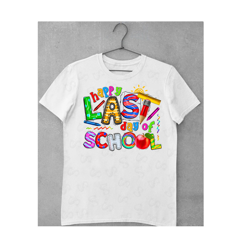 Doodle Happy Last Day of School PNG Digital Design, School Clipart for Shirts, Teachers, Kids, Students, Fun Bubble Letters - 2.jpg