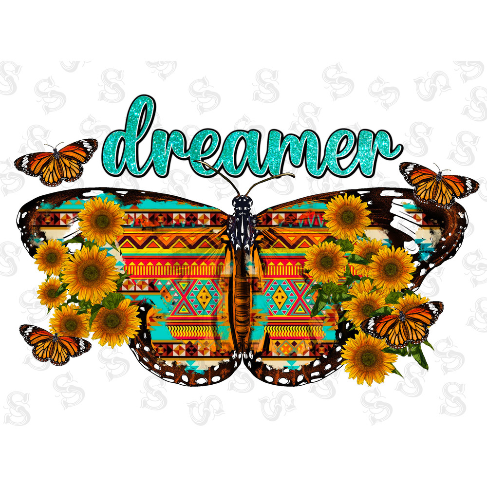 Dreamer with Western Butterfly Png, Western Butterfly Png, Dreamer Png,Sunflower Png,Floral Butterfly Png, Tie Dye Butterfly Png,Digital Png - 1.jpg