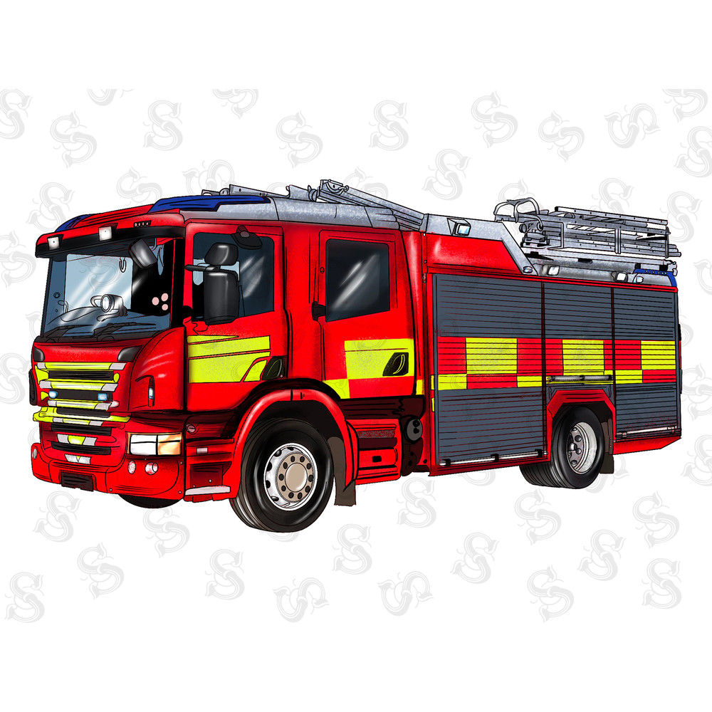 Fire Truck Png Sublimation Design, Hand Drawn Fire Truck Png, Firefighter Png, Fireman Png, Firefighter Design Png Digital Downloads - 1.jpg