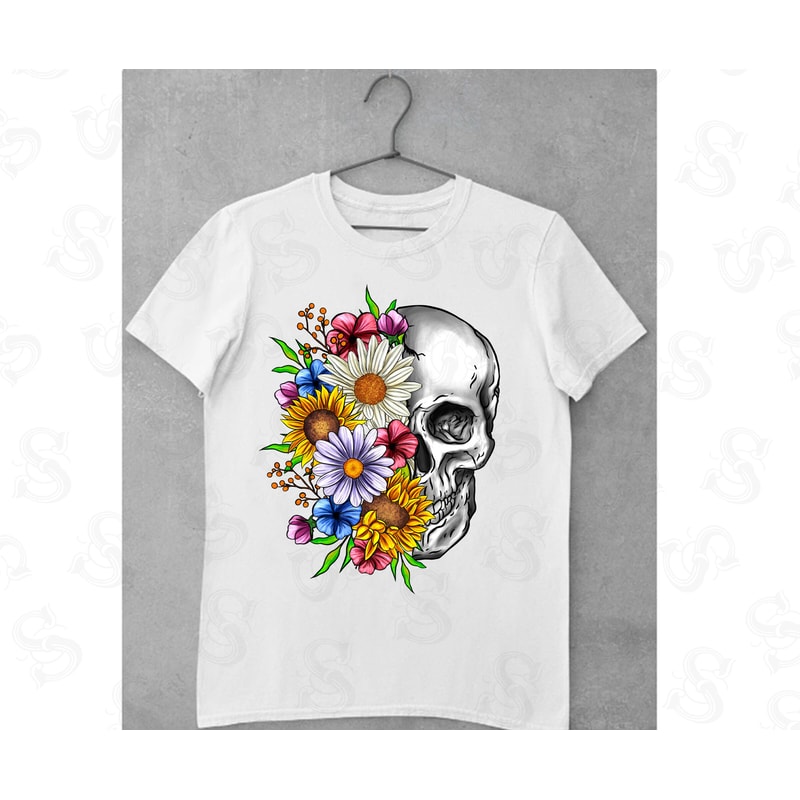 Floral Skull PNG, Skull Sublimation Download, Skull PNG, Retro PNG, Hippie png, boho png, flower Skull sublimation,Floral Skull,skull png - 2.jpg