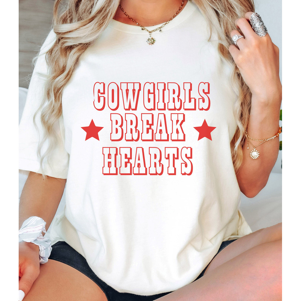 Cowgirls Break Hearts - Soft Unisex Tee, Cute Western Shirt, Country Concert Music Festival Shirt, Cowgirl Southern Bachelorette Party - 1.jpg