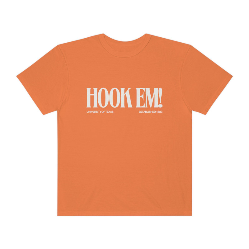 Hook Em! - University of Texas Burnt Orange Double Sided Unisex Comfort Colors T-Shirt, UT Austin, Longhorns Football, Vintage Retro Tee - 4.jpg