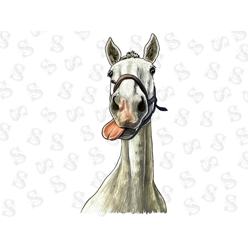 Horse Png Sublimation Design, Funny Farm Animal Clipart, Peeking Head Face, Funny Horse Png, Watercolor Horse Png,Farm Horse Png,White Horse - 1.jpg