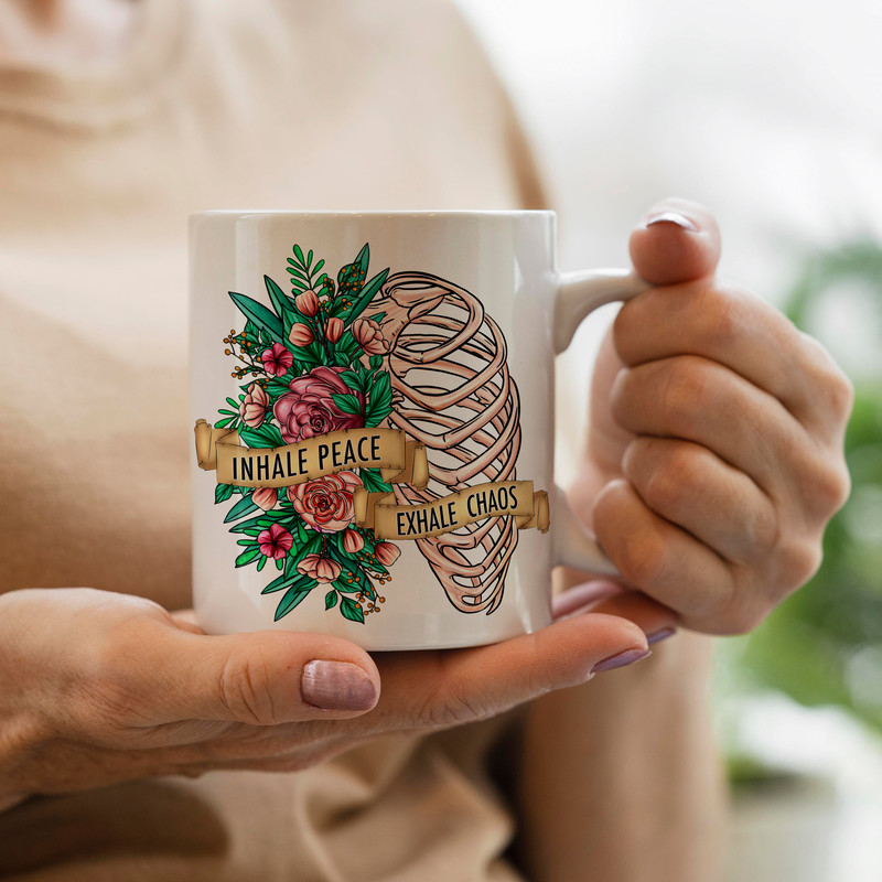 Inhale Peace Exhale Chaos Png Sublimation Design, Hand Drawn Skeleton Png, Inhale Peace Exhale Chaos Png, Flowers Skeleton Png Download - 3.jpg