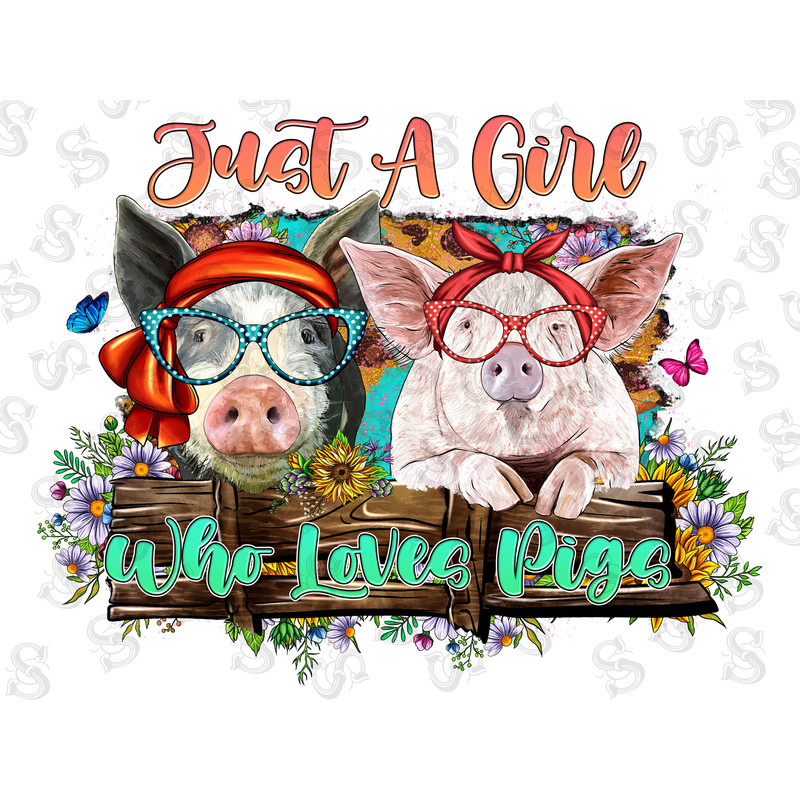 Just A Girl Who Loves Pigs Png, Western Pigs Png Sublimation Design, Pig Png, Hand Drawing Pig Png, Pig Portrait Png, Baby Pig Png, Farm Pig - 1.jpg