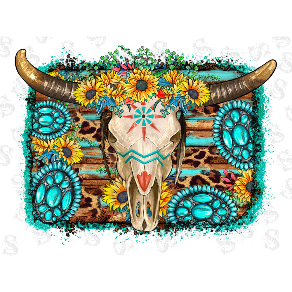 Longhorn Bull Skull Western Background Png,Gemstone Longhorn Bull Skull Png,Sanflower Bull Skull Png,Wood Bull Skull Png,Glitter Bull Skull - 1.jpg