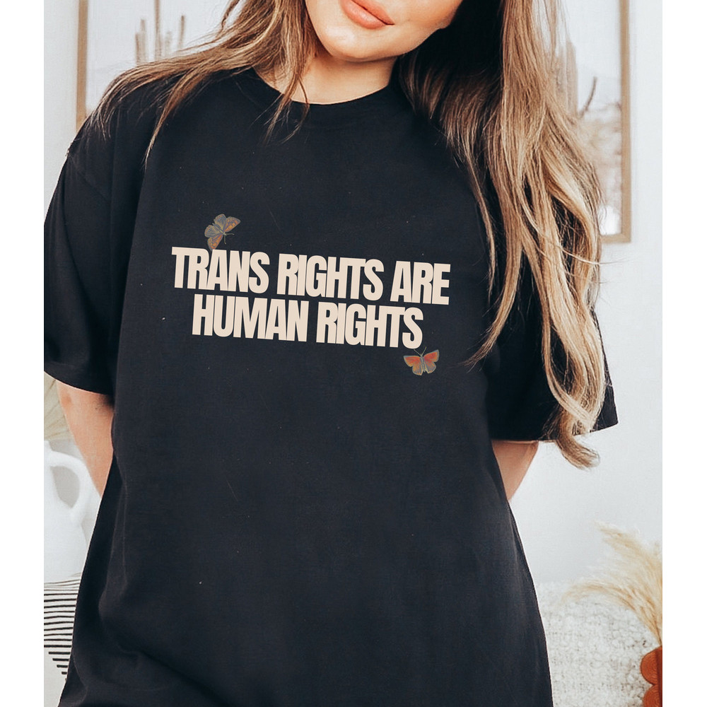 Trans Rights Are Human Rights - Unisex Comfort Colors T-Shirt, Trans Kids Youth, Pride Month, LGBTQ, Transgender, Neutral Retro - 1.jpg