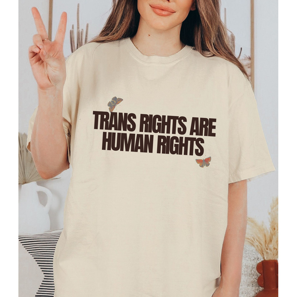 Trans Rights Are Human Rights - Unisex Comfort Colors T-Shirt, Trans Kids Youth, Pride Month, LGBTQ, Transgender, Neutral Retro - 2.jpg