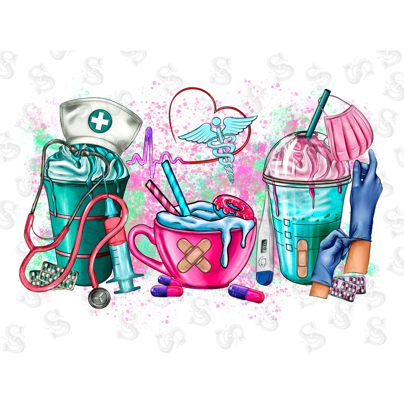 Nurse Coffee Cups Png Sublimation Design,Nurse png,Nurse Drink Design,Nurse Coffee ,Nurse Life,Pink Nurse Png,Medicine Png,Digital Download - 1.jpg