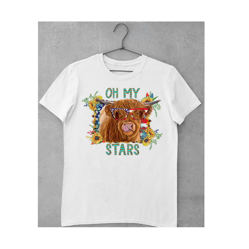 Oh My Stars Png, 4th of July, Freedom, American Flag, Cow Png, Highland Cow Png, Cow Design, Western, Digital Download, Sublimation Design - 2.jpg