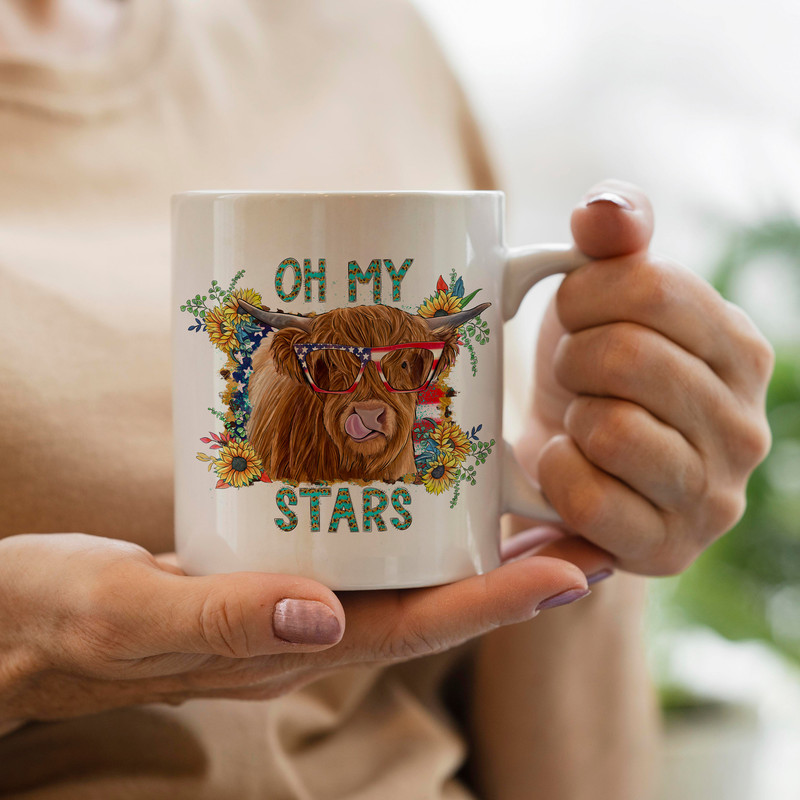 Oh My Stars Png, 4th of July, Freedom, American Flag, Cow Png, Highland Cow Png, Cow Design, Western, Digital Download, Sublimation Design - 3.jpg