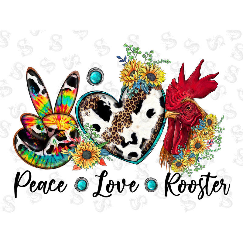 Peace Love Rooster With Sunflowers Png Sublimation Design, Rooster Png, Western Rooster Png, Sunflower Rooster Png,Farmhouse Design,Download - 1.jpg