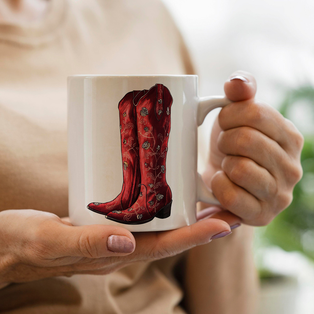 Red Cowgirl Boot  Png Sublimation Design, Western Cowgirl Png, Hand Drawn Cowgirl Boots Png, Digital Download - 3.jpg
