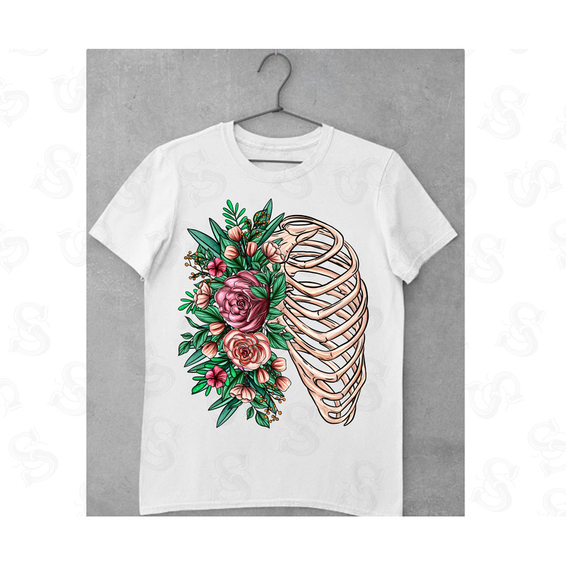 Rib Cage Flower Png Sublimation Design, Hand Drawn Skeleton Png,Skeleton Head Png,Halloween Skeleton Png,skeleton png,Halloween Png Download - 2.jpg