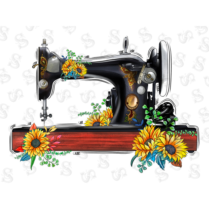 Sewing Machine With Sunflower Png, Sewing,Machine Png, Sewing Machine Png, Watercolor Floral sewing machine sublimation design downloads - 1.jpg