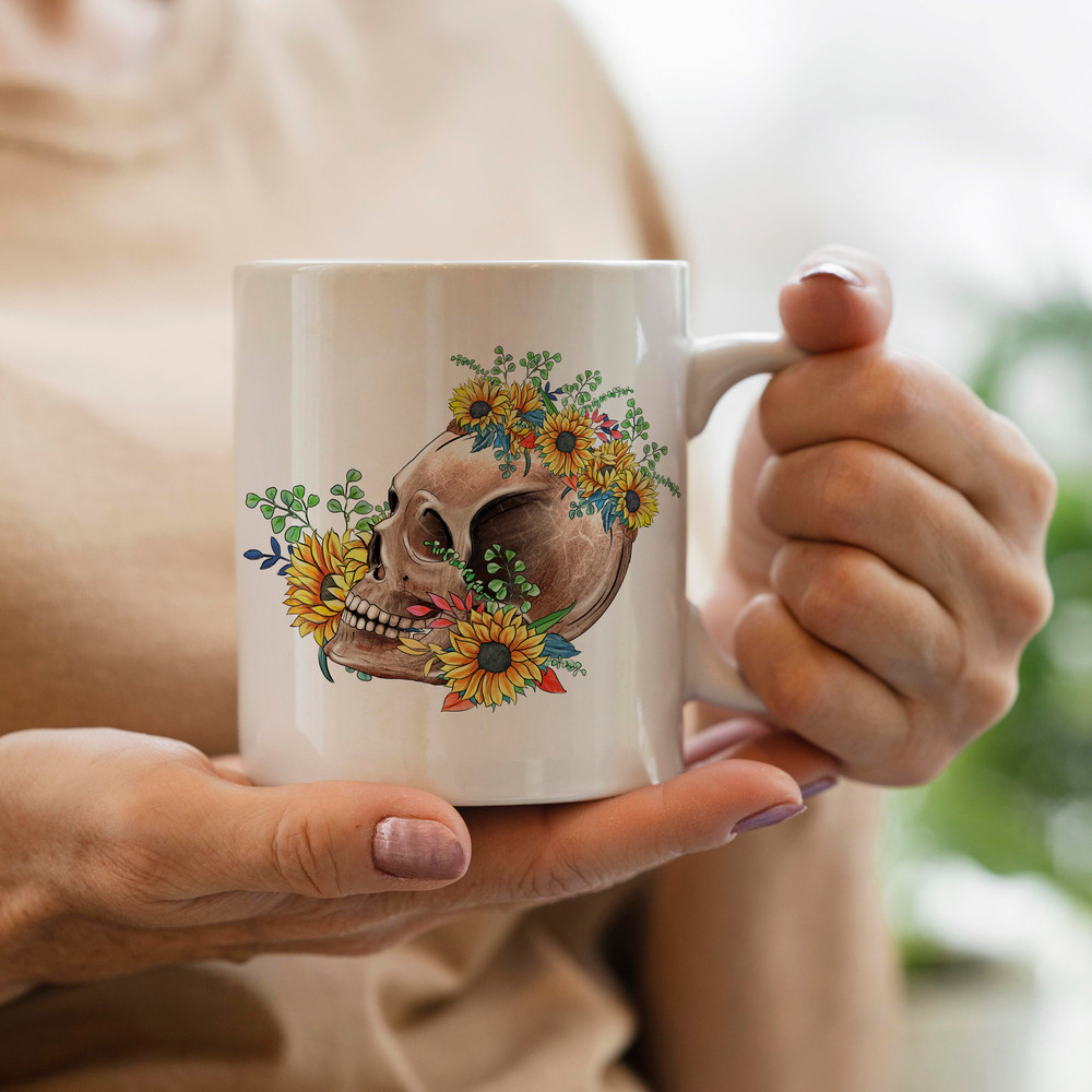 Sunflower Skull PNG, Skull Png Sublimation Design, Gemstone Skull Png, Western Skull Png, Hand Drawn Flowers Skull Png Digital Downloads - 3.jpg