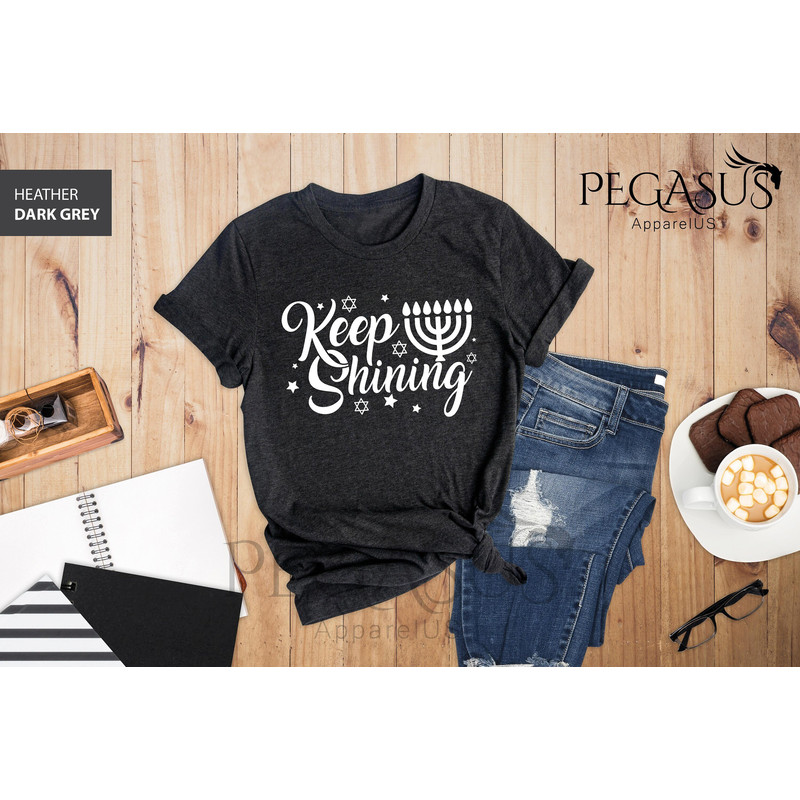 Keep Shining Shirt, Happy Hanukah Shirt, Jewish Shirt, Holiday Hanukkah Shirt, Jewish Gift Menorah, Jewish Saying Shirt, Hanukkah Gift Shirt - 1.jpg