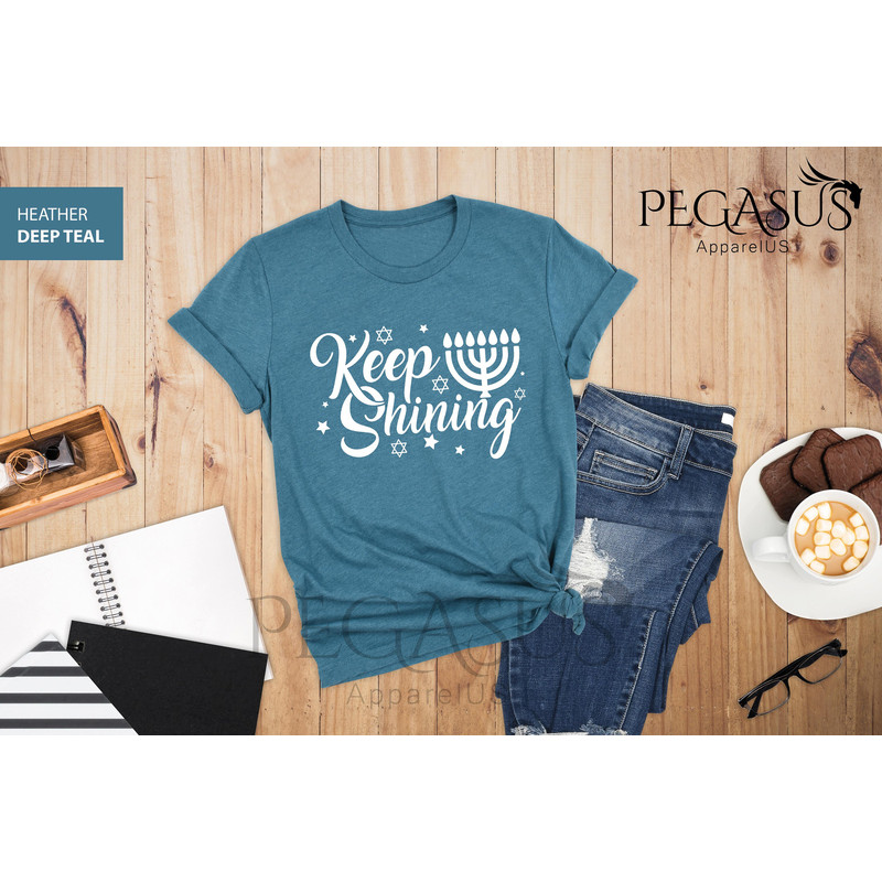 Keep Shining Shirt, Happy Hanukah Shirt, Jewish Shirt, Holiday Hanukkah Shirt, Jewish Gift Menorah, Jewish Saying Shirt, Hanukkah Gift Shirt - 3.jpg