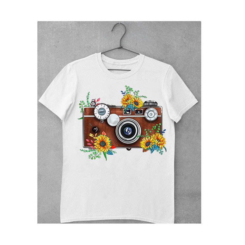 Watercolor Photography Camera Png, Camera With Sunflower Sublimations Clipart, Camera Png, Photography Camera Png, Sunflowers Png - 2.jpg