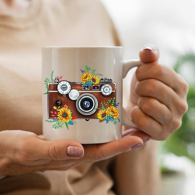 Watercolor Photography Camera Png, Camera With Sunflower Sublimations Clipart, Camera Png, Photography Camera Png, Sunflowers Png - 3.jpg
