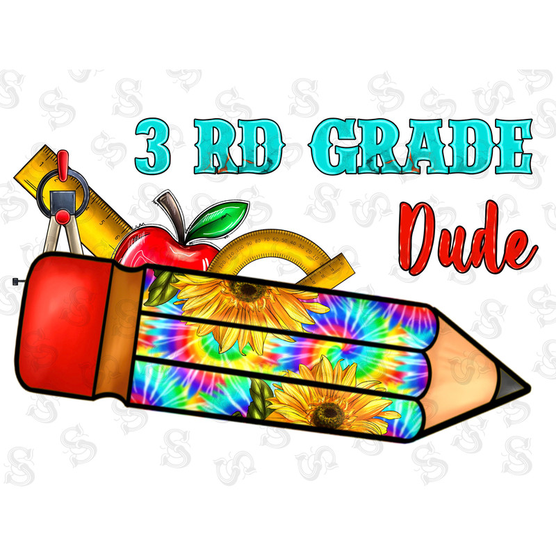 Western 3rd Grade Dude Png Sublimation Design, School Png,Third Grade Png, Back to School Png, 3rd Grade Png, Tie Dye Png, Digital Download - 1.jpg