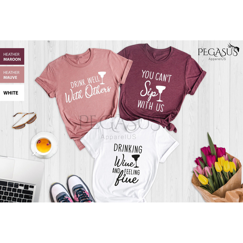 Wine Quote Shirts, Wine Party Shirts, Drinking Wine and Feeling Fine Shirt, Wine Birthday Shirts, Wine Grooms Party Shirts, Wine Saying Tees - 1.jpg