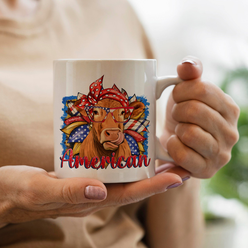 Western 4th Of July Cow Background Png, Cow Sublimation Design, American Flag Background Png, Sunflowers Cow Png, Digital Download - 3.jpg