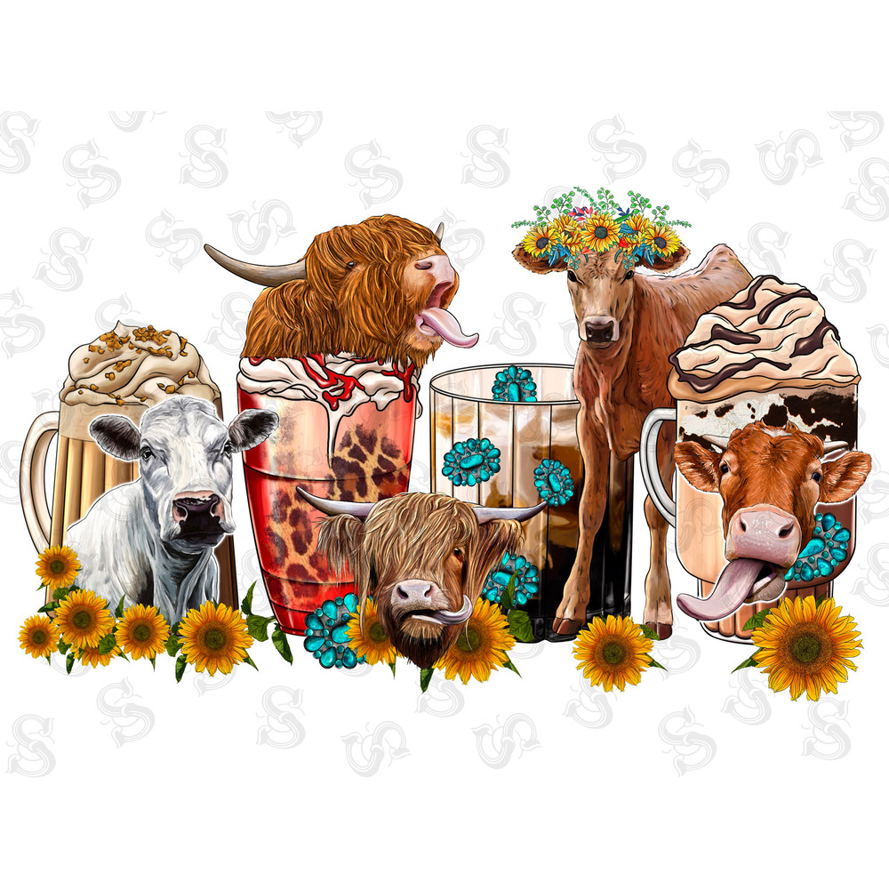 Western Cows Coffee Drink Png Sublimation Design,Cow,Life png,Cow Heifers Design,Gemstone Png,Farm Cow png,Sunflower Png,Digital Download - 1.jpg