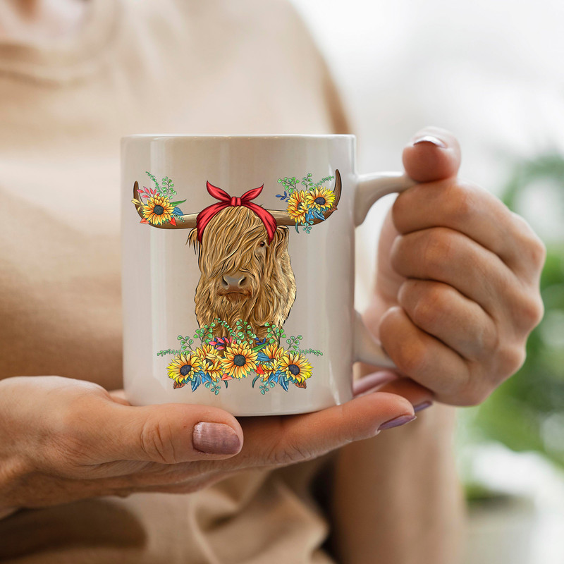 Western Highland Cow With Sunflower Bouquet Sublimation Design, Highland Cow Sunflower Png,Cow With Bandana Png,Farm Cow Sublimation Design - 3.jpg