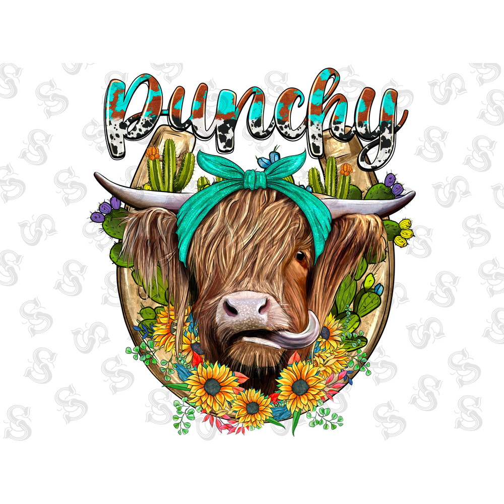 Western Punchy Png, Highland Cow Png, Western punchy png sublimation design download, hand drawn cow png, sunflowers Heifer cow, cow png, - 1.jpg