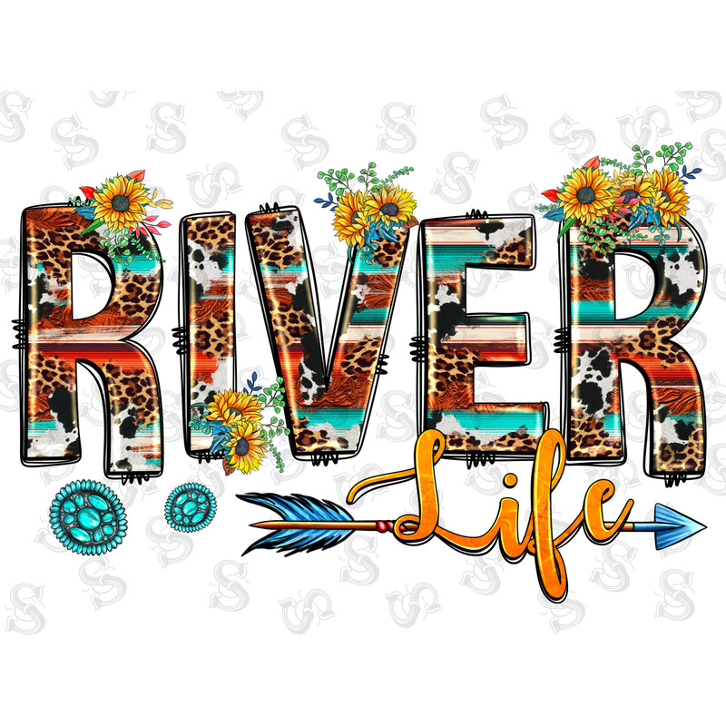Western River Life PNG File, River PNG, Sunflower png, Arrow, Cowhide , Sunflower, Sublimation Designs Downloads,Digital Download, Western - 1.jpg