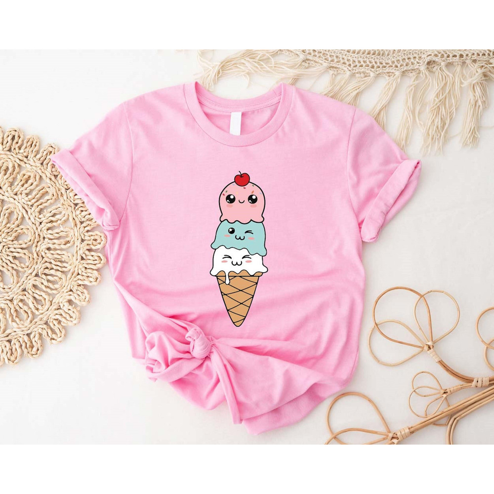 Cute Ice Cream Shirt, Ice Cream Summer T-shirt, Gift For Ice Cream Lover, Ice Cream Cone T-shirts, Colorful Ice Cream Tee, Sweet Ice Cream - 1.jpg