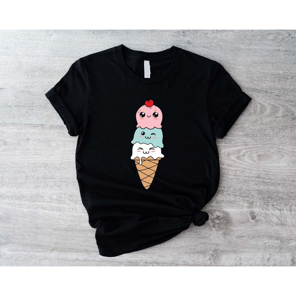 Cute Ice Cream Shirt, Ice Cream Summer T-shirt, Gift For Ice Cream Lover, Ice Cream Cone T-shirts, Colorful Ice Cream Tee, Sweet Ice Cream - 2.jpg