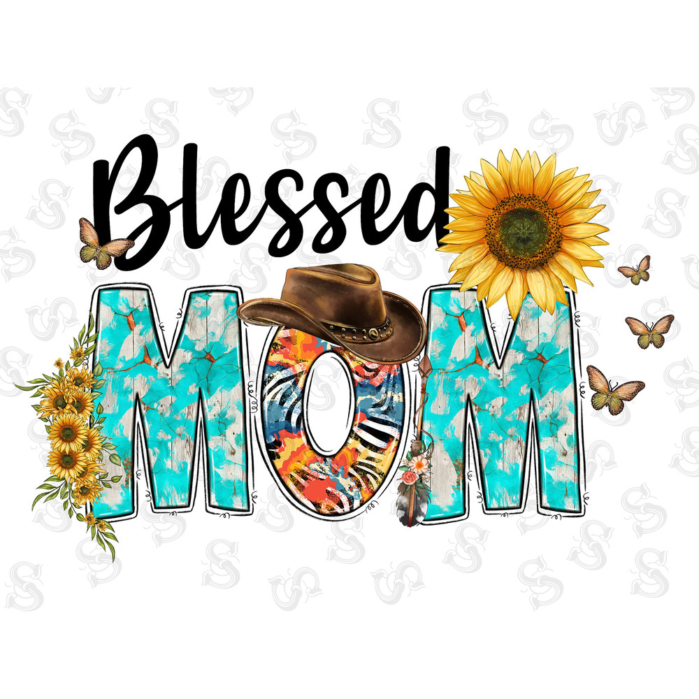 Western Sunflower Blessed Mom Png, Mother's Day Png, Blessed Mama Png, Mama Sublimation Design, Blessed Mom PNG, Sublimation Design - 1.jpg