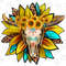 Western Sunflower Bull Skull Sublimation Design,Hand Drawn Bull Skull,Arrow,Bull Skull Clipart,Bull Skull Design,Sunflower,Digital Download - 1.jpg