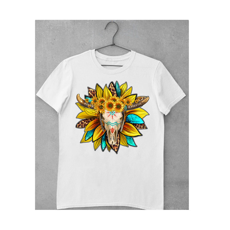 Western Sunflower Bull Skull Sublimation Design,Hand Drawn Bull Skull,Arrow,Bull Skull Clipart,Bull Skull Design,Sunflower,Digital Download - 2.jpg