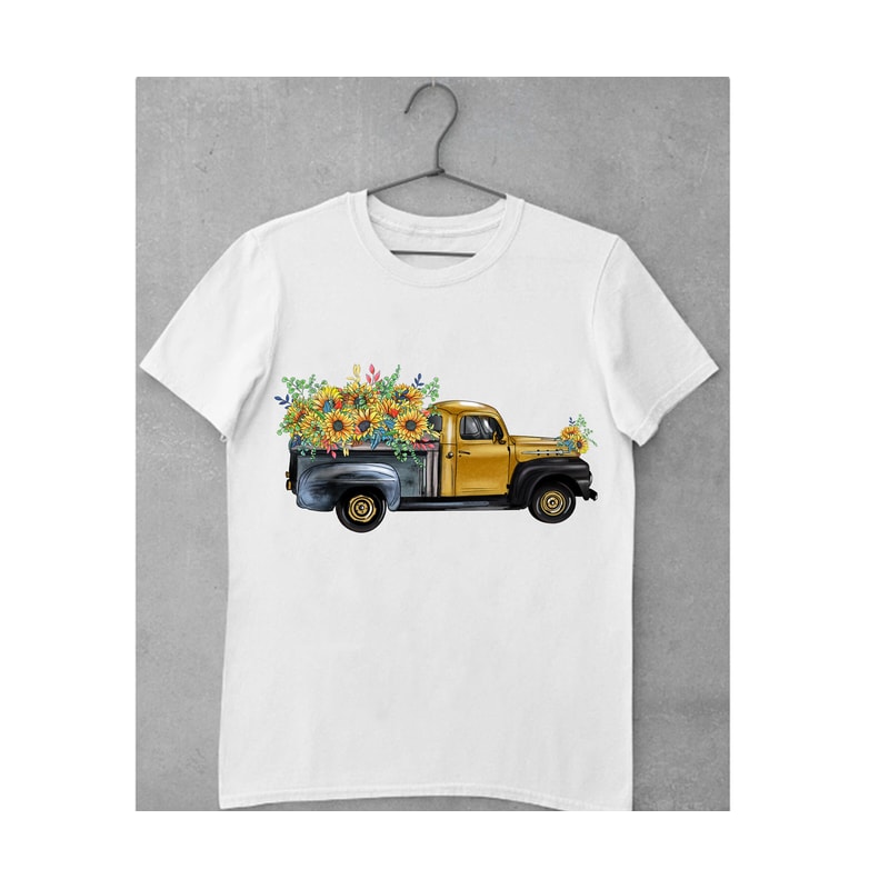 Western Sunflower With Gold Truck Png,Retro Truck Png,Western Png,Truck Clipart,Classic Truck Clipart,Pickup,Sublimation Designs,Download - 2.jpg