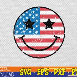 american flag smiley svg, 4th of july svg, retro smiley svg, patriotic svg, american smiley, usa flag svg, eps, png, dxf