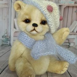 Cute plush bear toy. Handmade bear gift. Christmas gift idea.