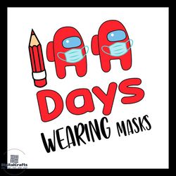 100 days wearing masks couple red among us svg png