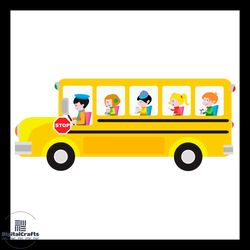 funny looking cartoon yellow bus with pupils svg png