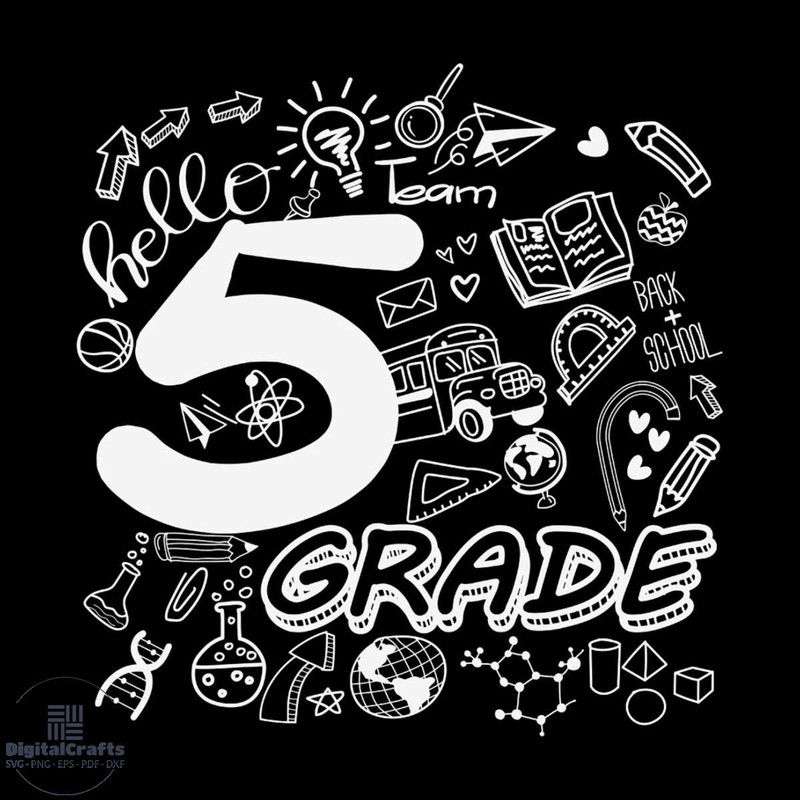 Hello Fifth Grade School Things SVG Silhouette