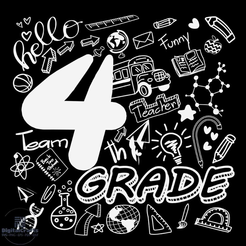 Hello Fourth Grade School Things SVG Silhouette
