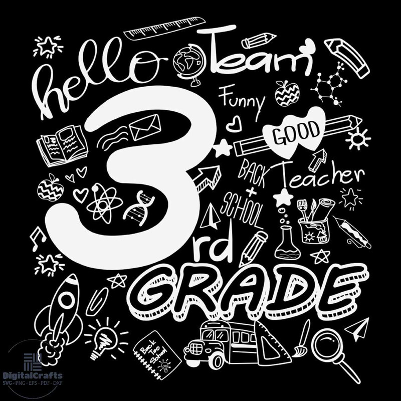 Hello Third Grade School Things SVG Silhouette