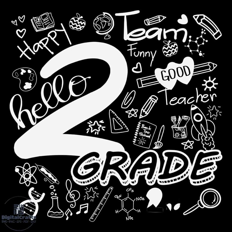 Hello Second Grade School Things SVG Silhouette