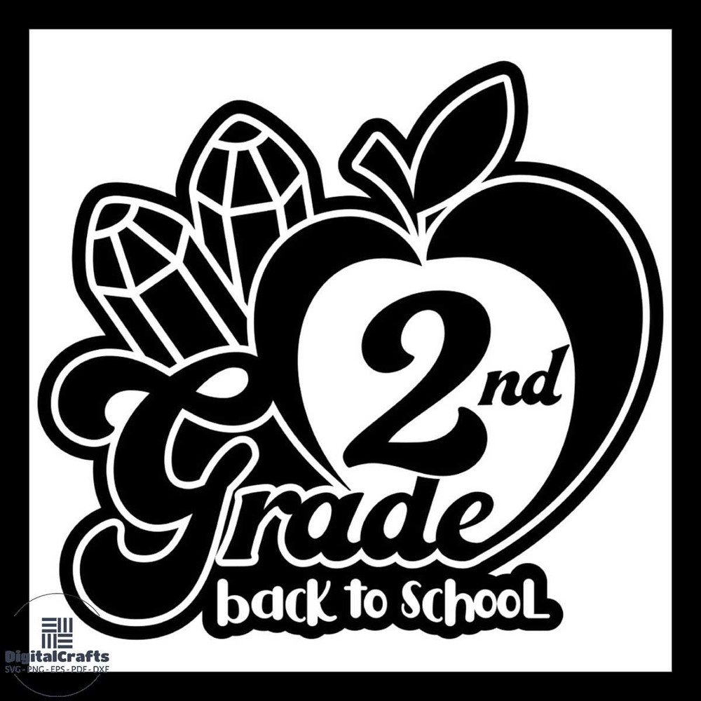2ng Grade Back To School Pencil Apple SVG Silhouette