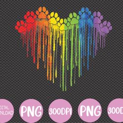 Dog Paws Rainbow Heart Dog Lover Gay Pride LGBT Png, Digital Download